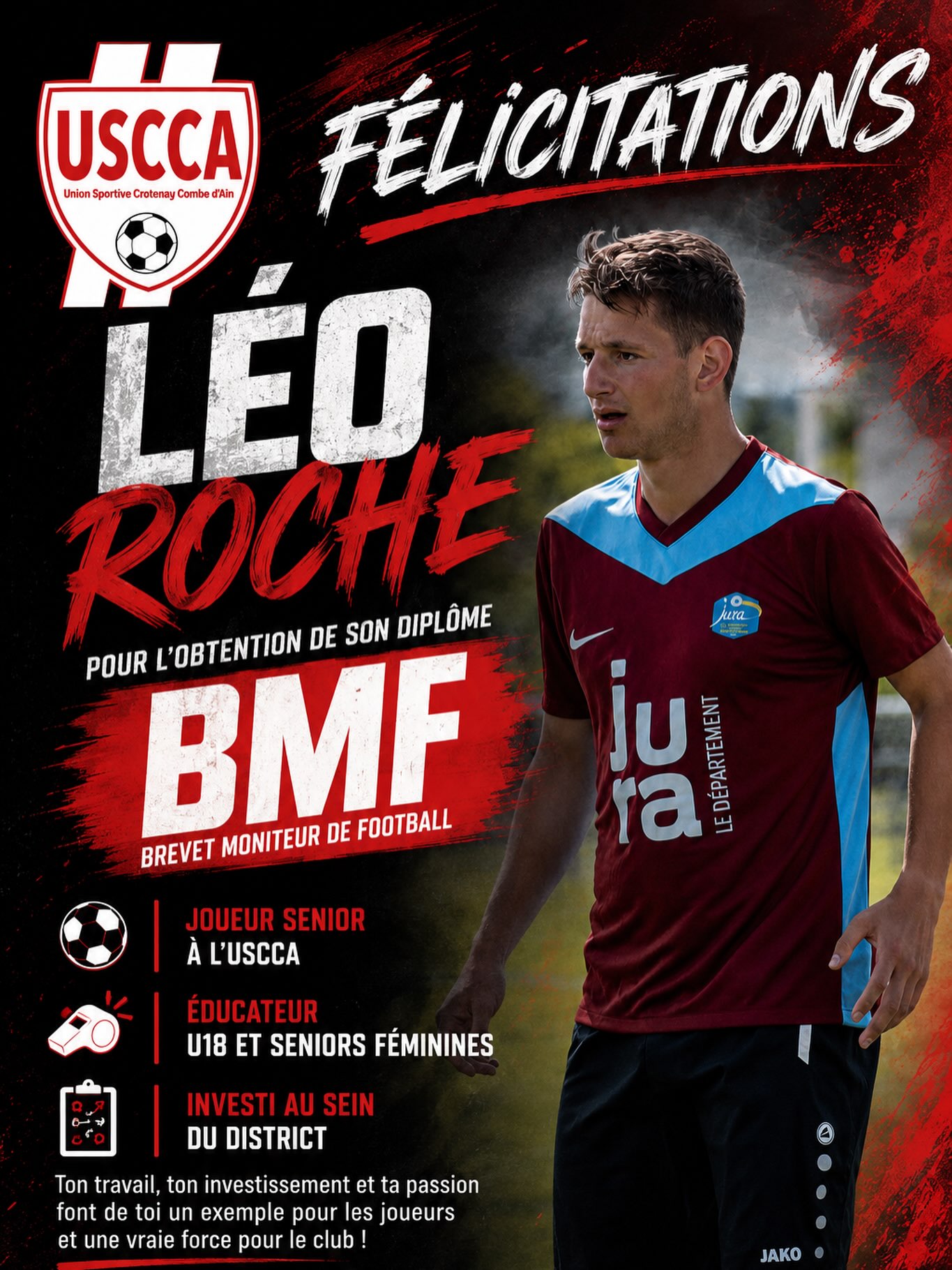 Léo décroche son BMF, bravo à notre éducateur USCCA