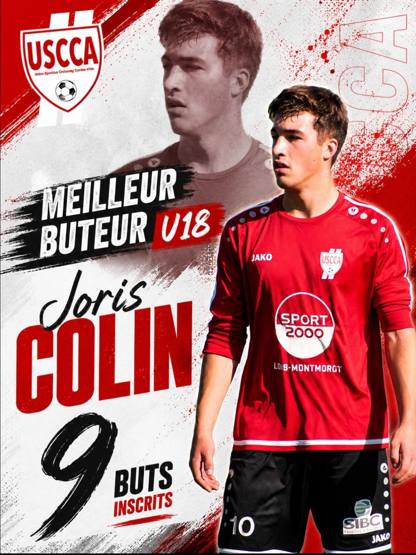 Joris Colin, meilleur buteur U18 de l&rsquo;USCCA cette saison