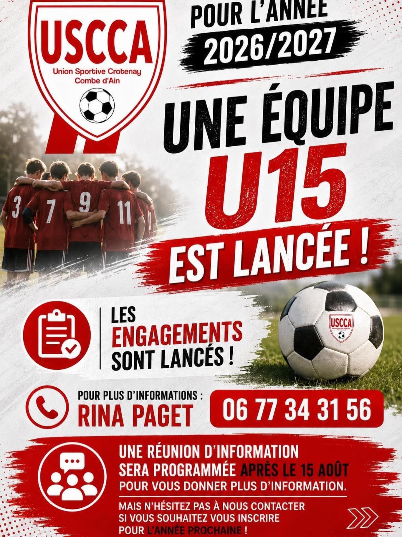 L&rsquo;USCCA crée une équipe U15 pour la saison 2026/2027